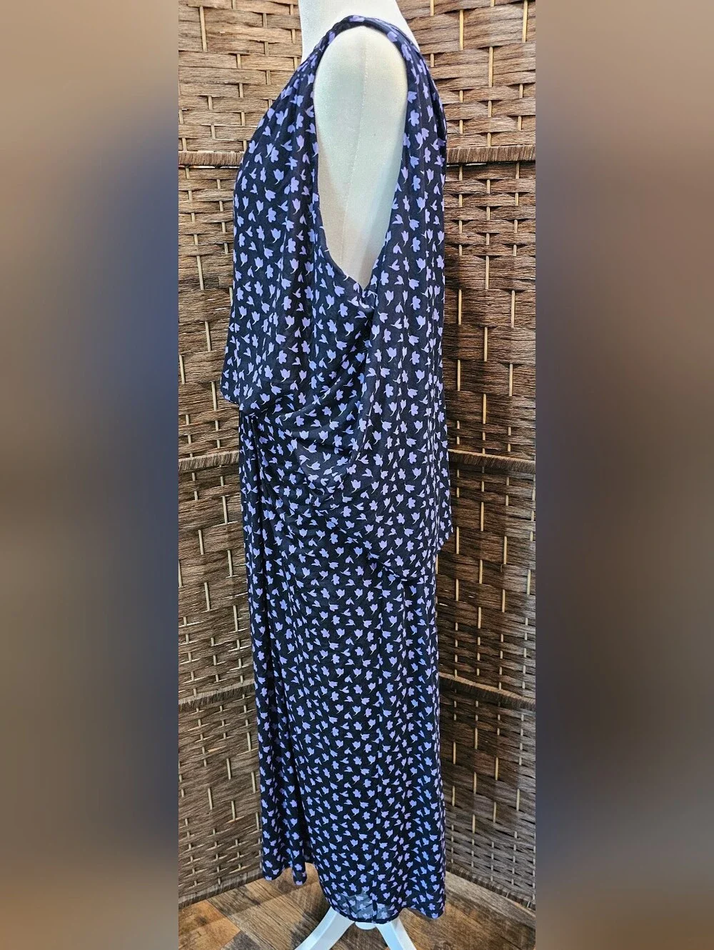 CAbi Navy with Lavender Micro-Print Swim Cover Dress